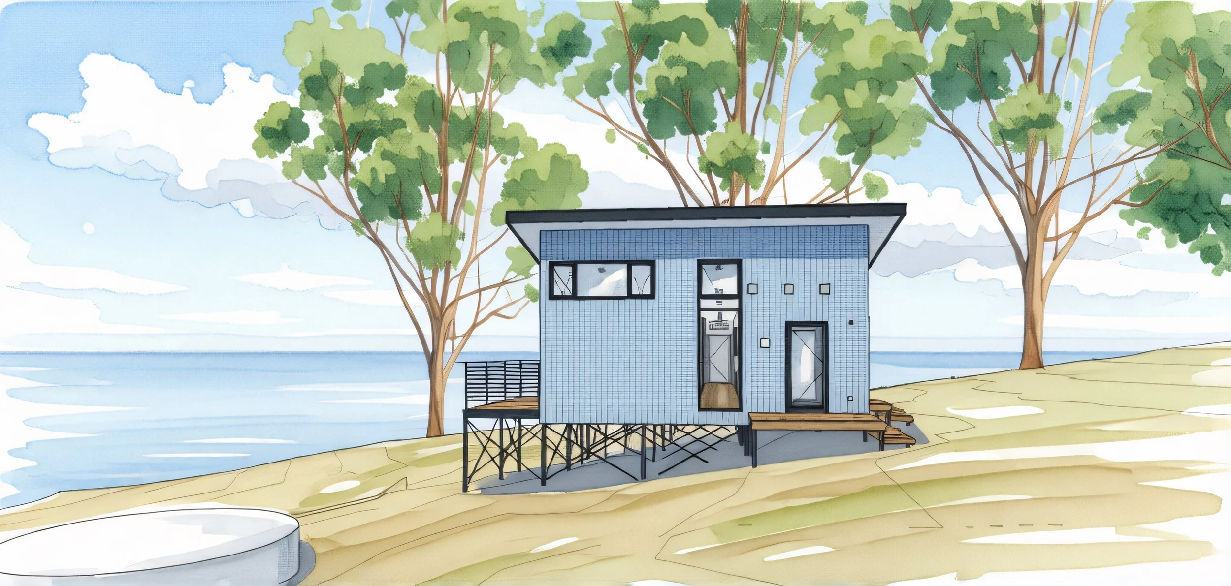 Banyula Butterfly. Watercolour sketch by passive house architect Michael Loubser from LOUBSER WORKSHOP