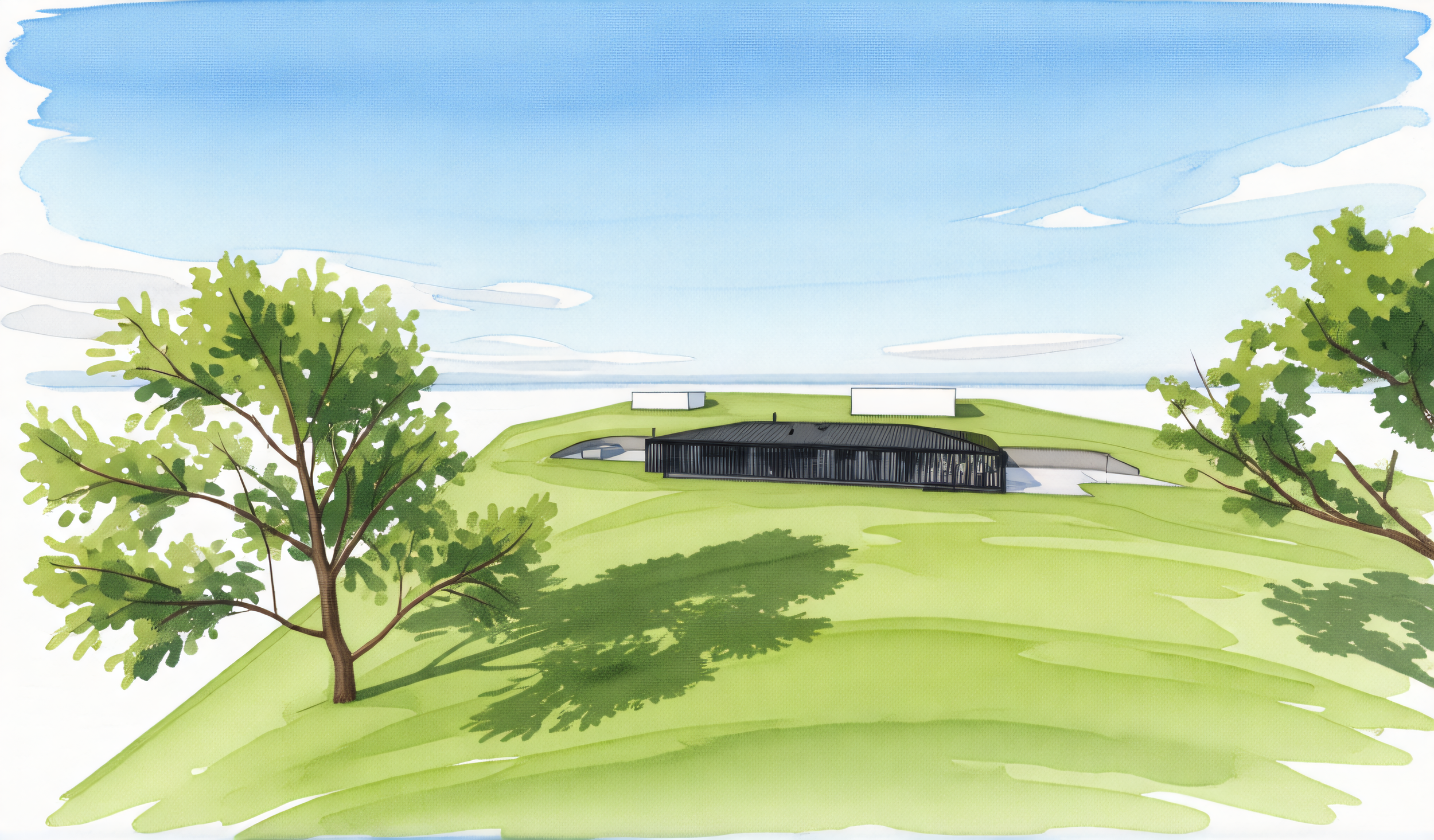Aspect Passivhaus. Watercolour sketch by architect Michael Loubser from Loubser Workshop