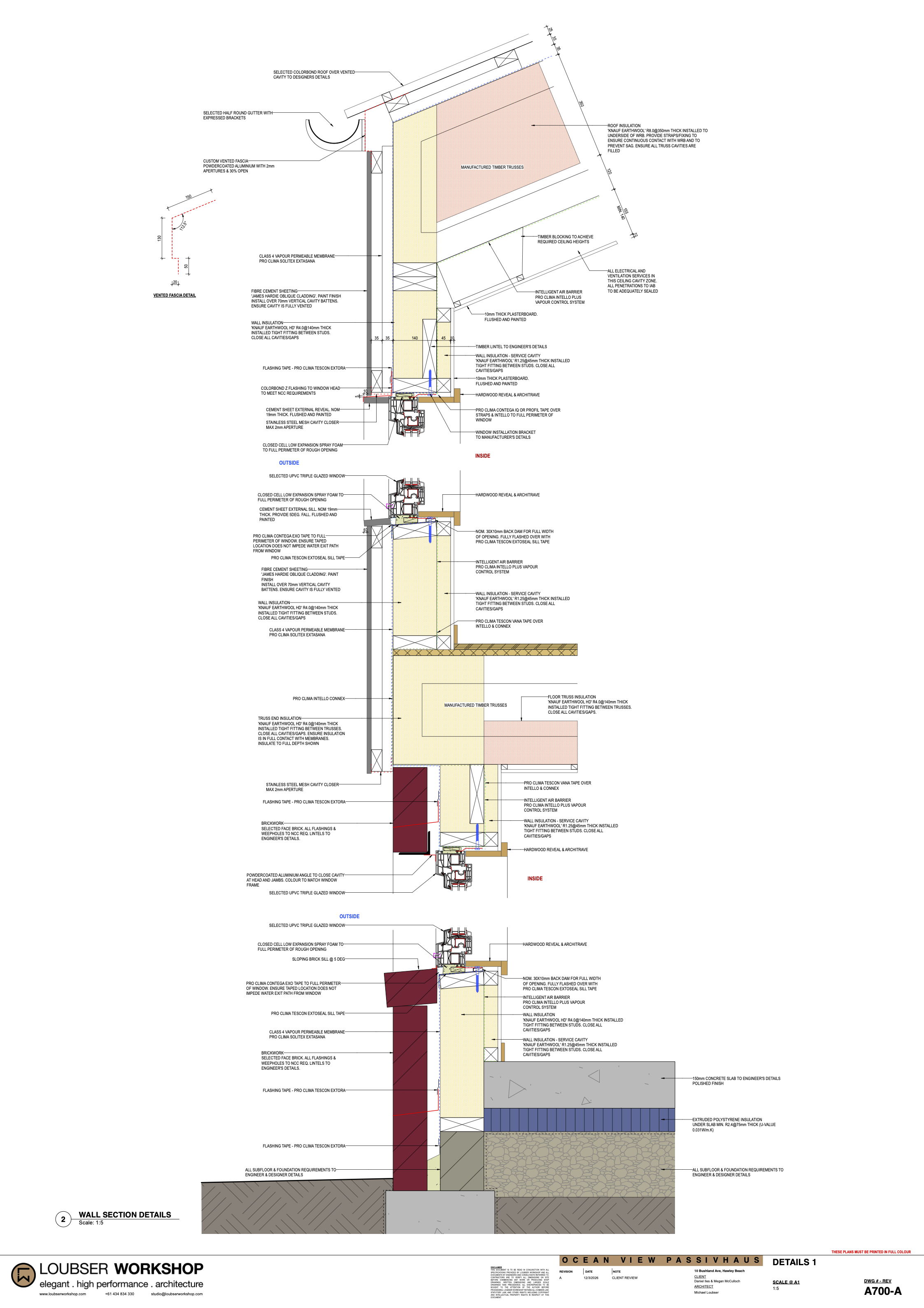 Ocean View Passivhaus. Performance design detail drawings