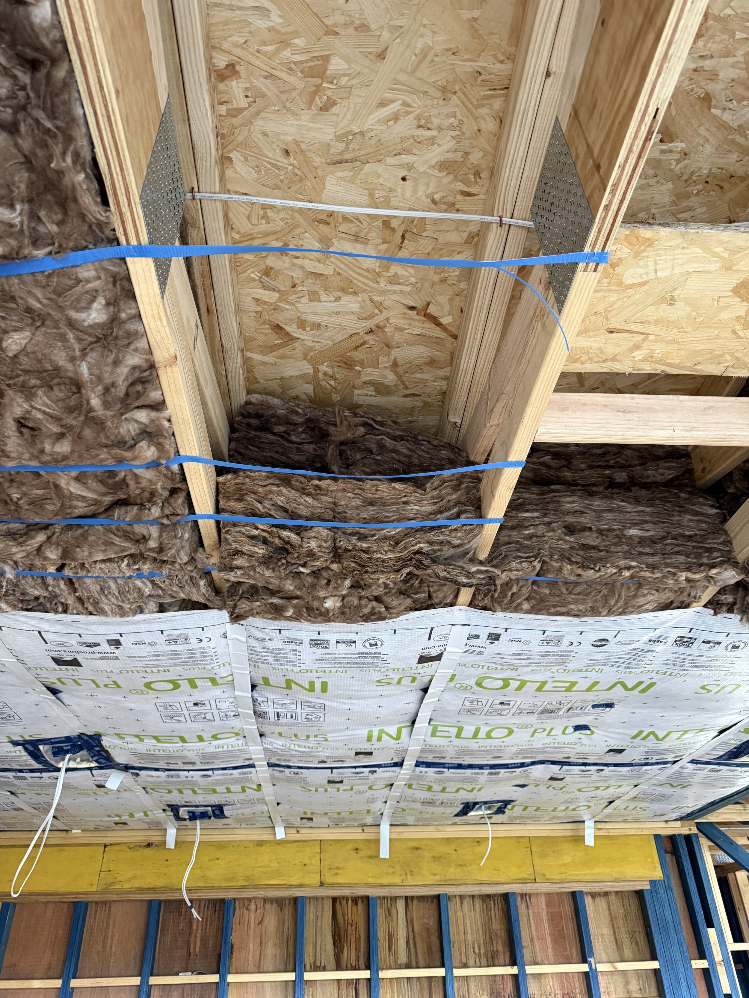Banyula Butterfly. Photo of warm roof Pro Clima Intello Installation by passive house architect Michael Loubser from LOUBSER WORKSHOP