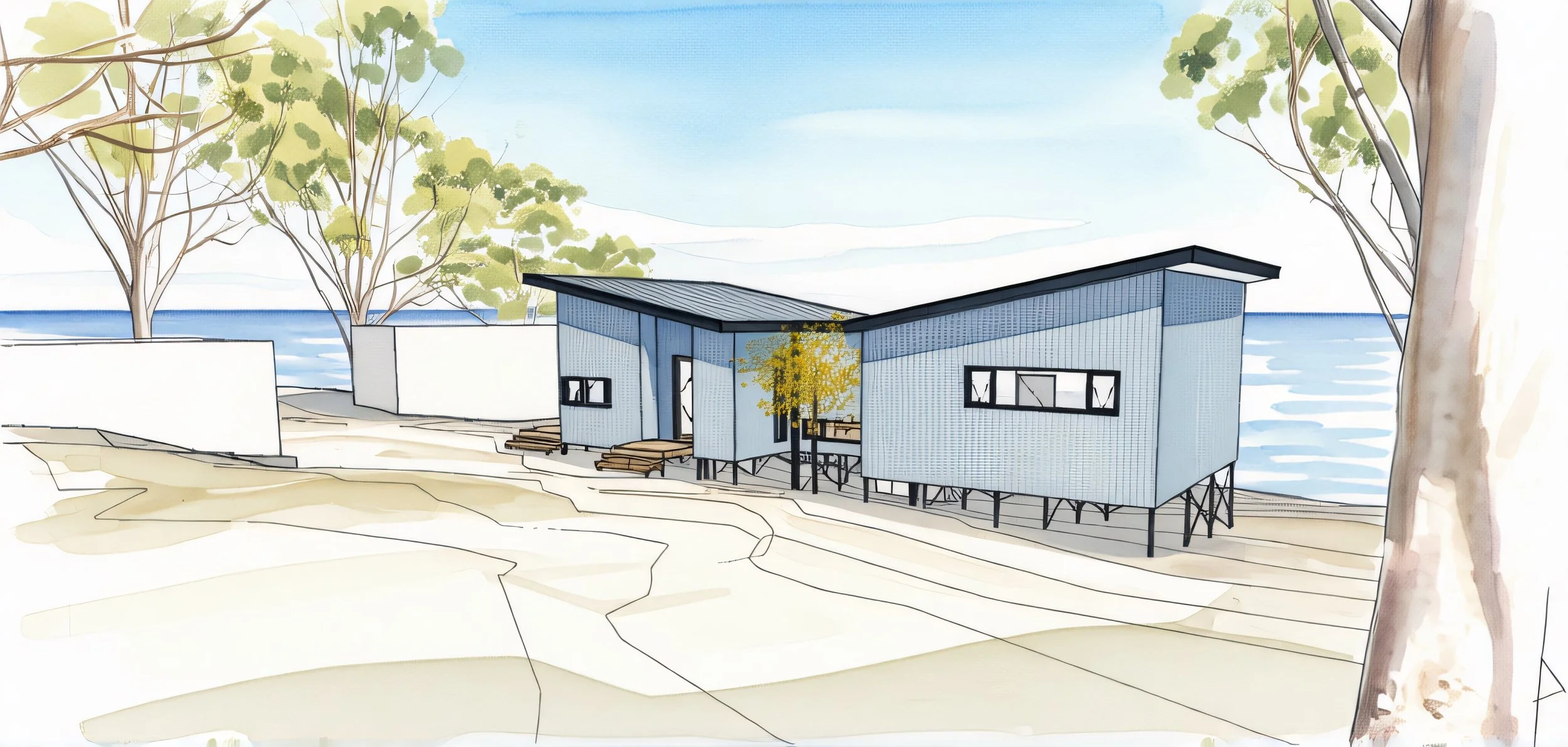 Banyula Butterfly. Watercolour sketch by passive house architect Michael Loubser from LOUBSER WORKSHOP