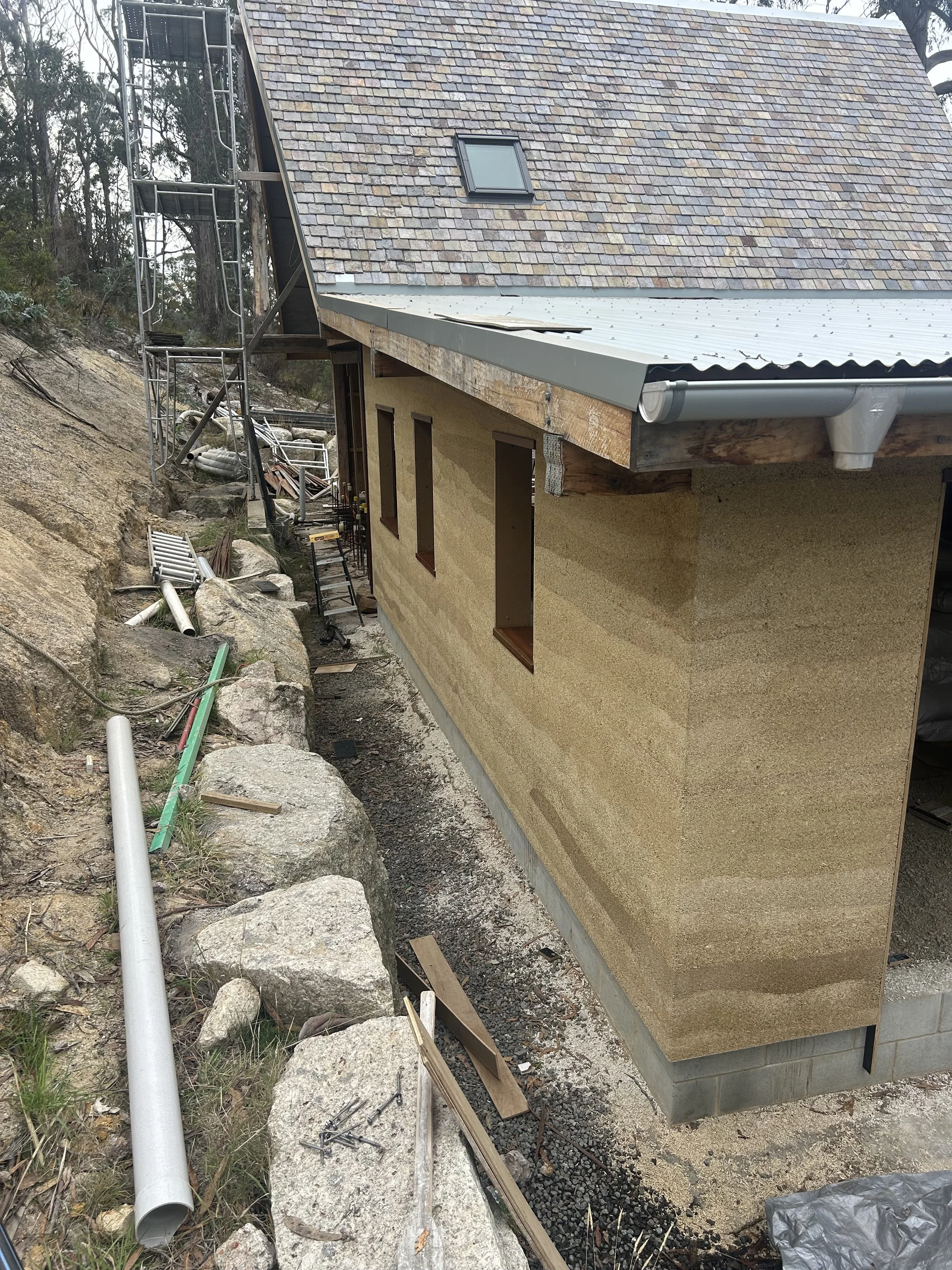 Bicheno Bushbuck. Construction progress hempcrete complete