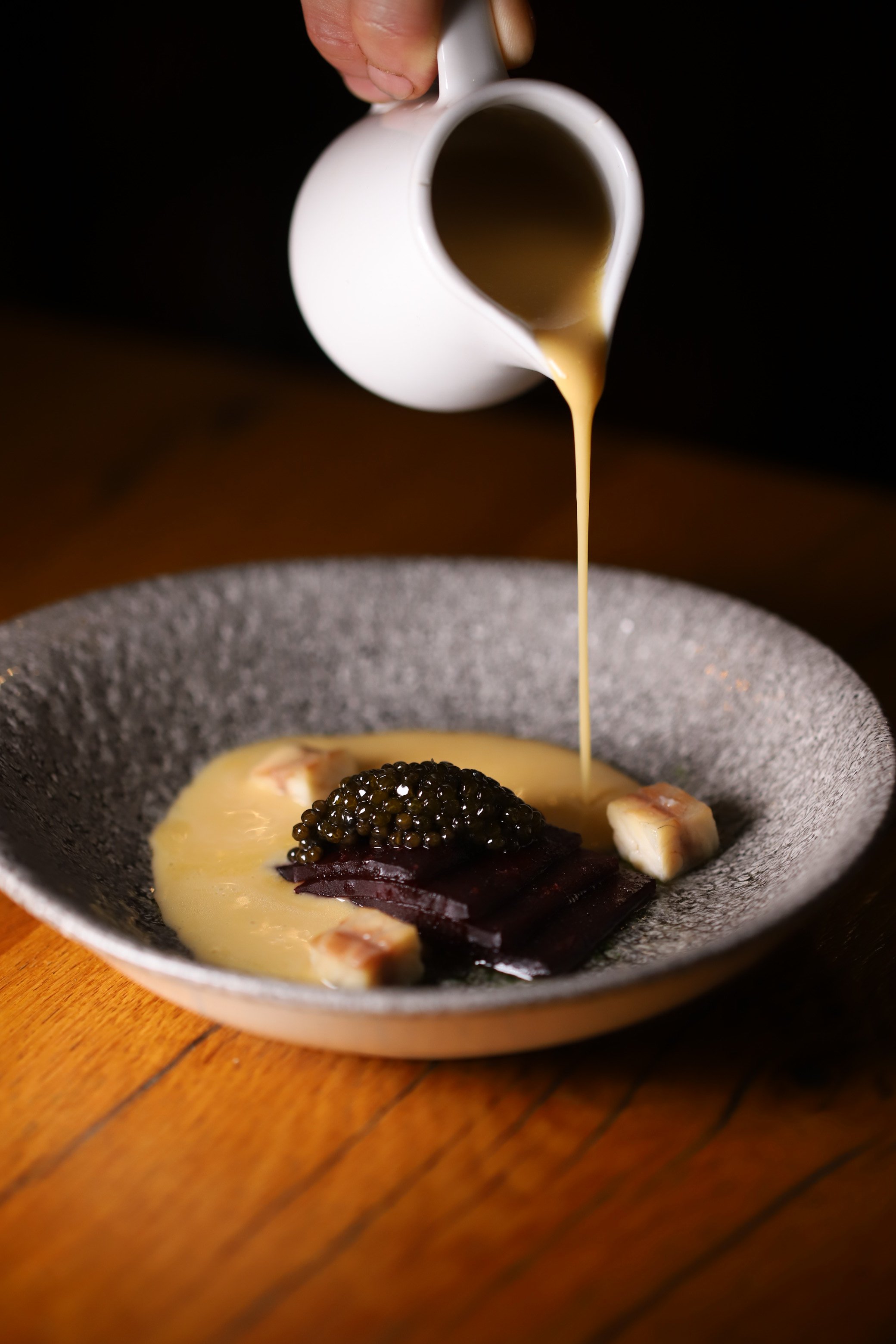 5. Roasted beetroot with smoked eel and beurre blanc 03 By David Egui.JPG
