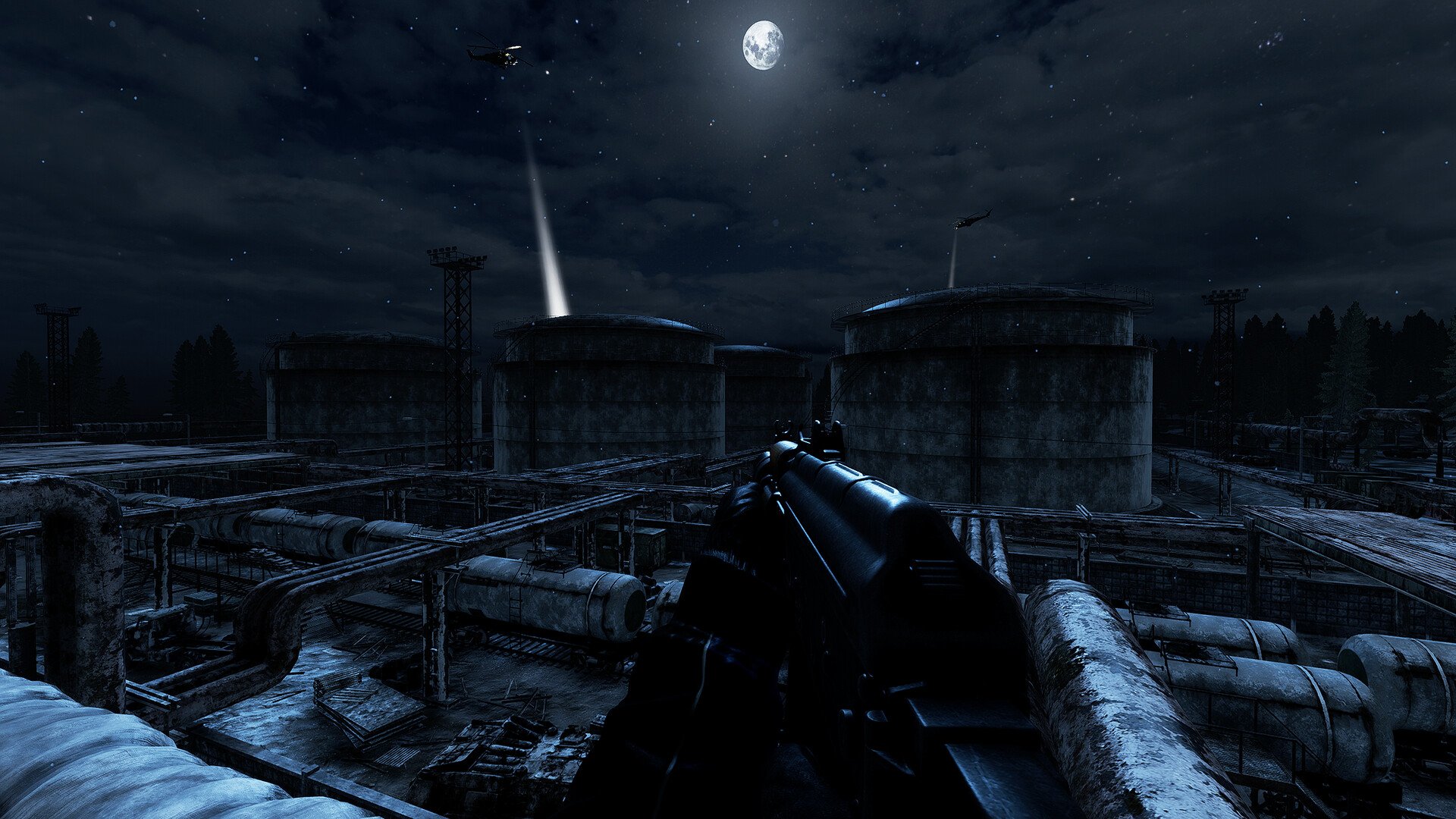 night time, player standing silently in the dark waiting for other players