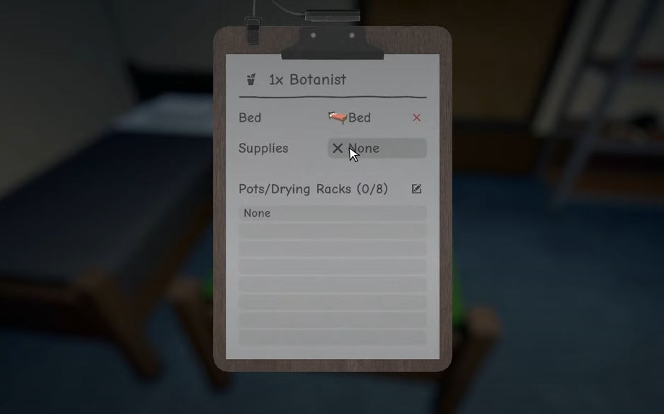 Assigning a bed in the game Schedule 1