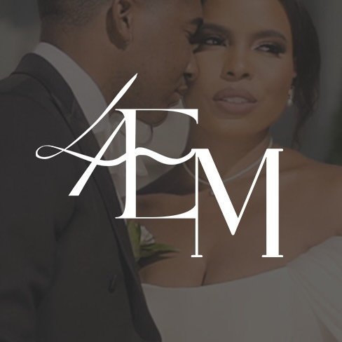 A couple in wedding attire with initials 4FM overlayed.