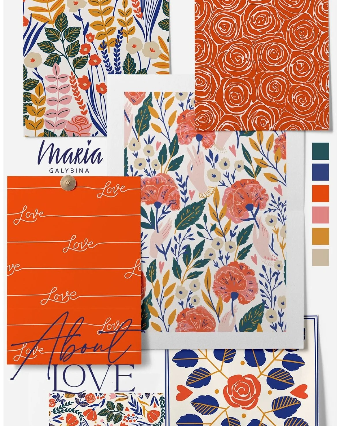 The ABOUT LOVE collection is full of love, tenderness, and flowers &mdash; ready for licensing. These timeless patterns are perfect for textiles, wallpaper, stationery, accessories, and home d&eacute;cor. You can explore the full collection on my web