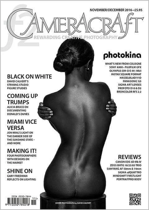 Cover of AMERICAN CRAFT magazine, November/December 2016, featuring a black-and-white photograph of a woman's back and shoulders, with her arms crossed over her chest. The woman has her hair styled in an elegant updo. The magazine includes articles a