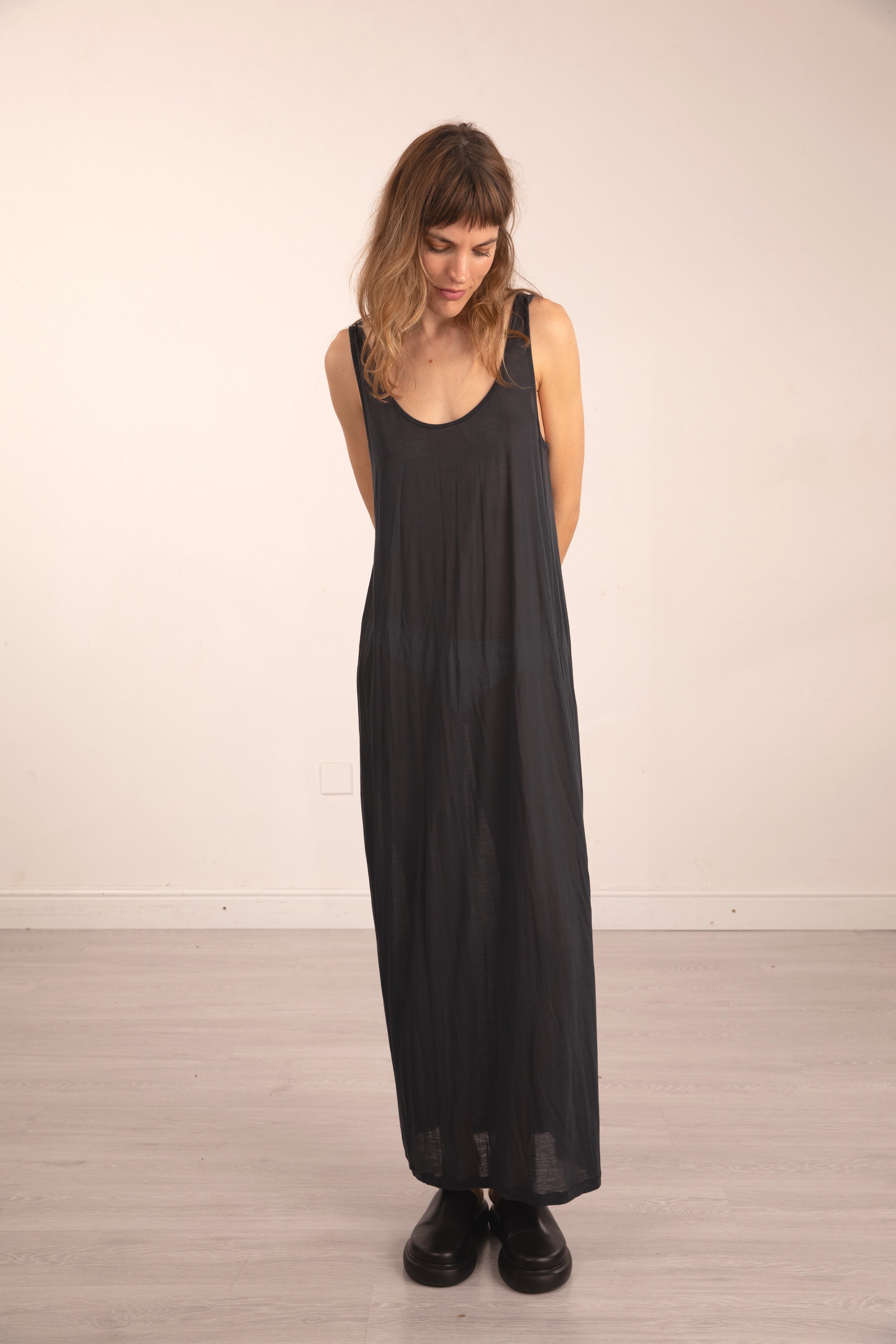 COS NAVY LONGLINE DRESS