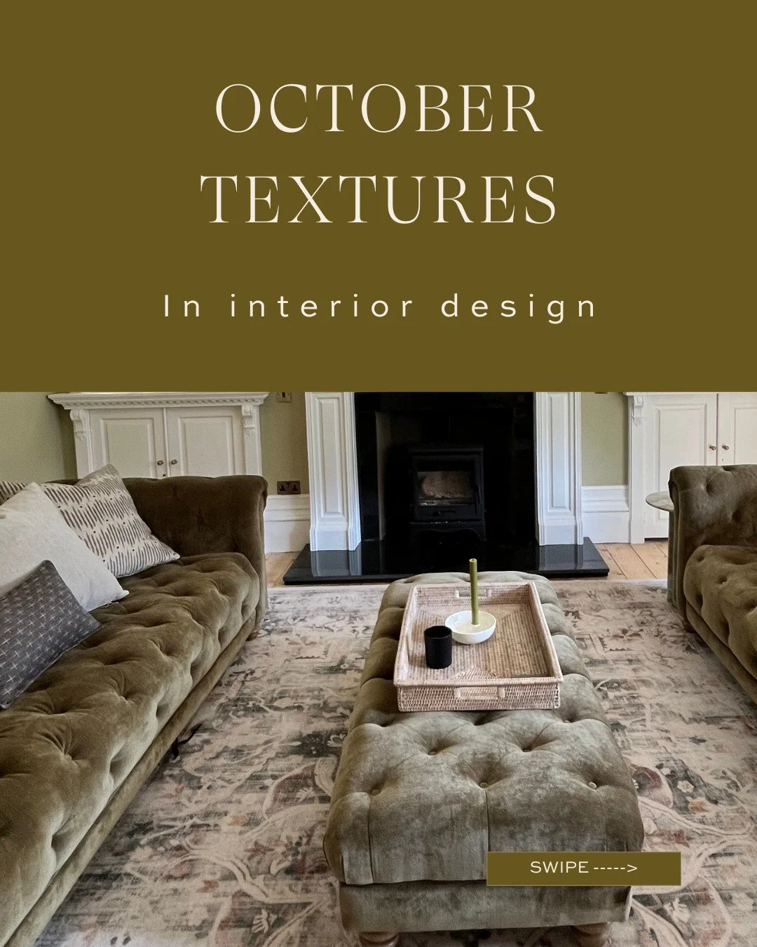 October is the season to slow down and feel your surroundings. Natural stones, matte ceramics, raw linens, and soft wools invite touch and add a quiet richness to a space.

It&rsquo;s a month to embrace surfaces that tell a story, the cool weight of 