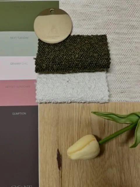 February calls for a softer kind of romance, one expressed through tone and texture rather than tradition. A palette that feels warm and intimate.

Soft oat linens, creamy boucl&eacute; and chunky olive wool set a gentle, grounded tone. Warm oak brin