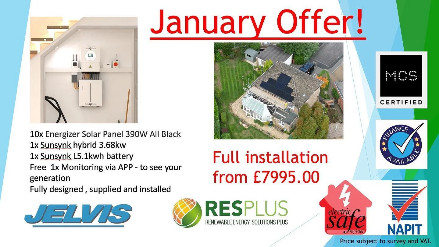 January offer ! Please contact us or @renewableenergyplus for your free survey ! Beat the energy price rise with our help!  Plus any recommendations who place an order will be rewarded with &pound;100.00 Amazon voucher ! So please share to all your f