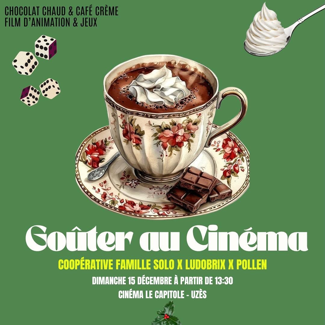🍰Go&ucirc;ter au Cin&eacute;ma 🍰 

📆Dimanche 15 d&eacute;cembre &agrave; partir de 13h30 au Cin&eacute;ma Le Capitole, Uz&egrave;s @cinema_uzes 

👉Participez &agrave; un apr&egrave;s-midi convivial et &agrave; la carte avec :

 📽️S&eacute;anc