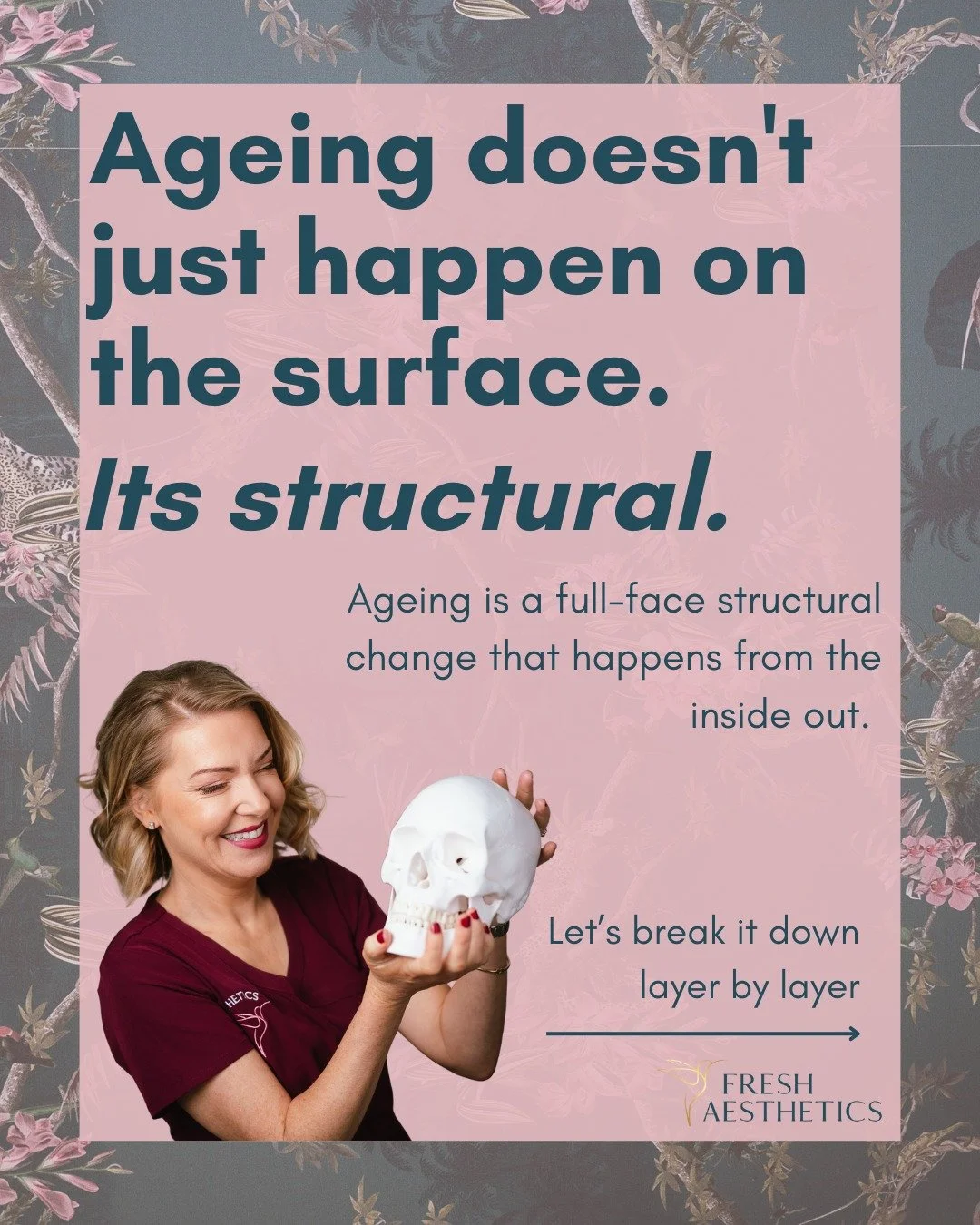 Ageing is a complex, multi-layered process that extends far beyond the skin&rsquo;s surface.

Structural changes include bone resorption, fat pad descent, and collagen and elastin decline. Together, these lead to volume loss, altered facial proportio