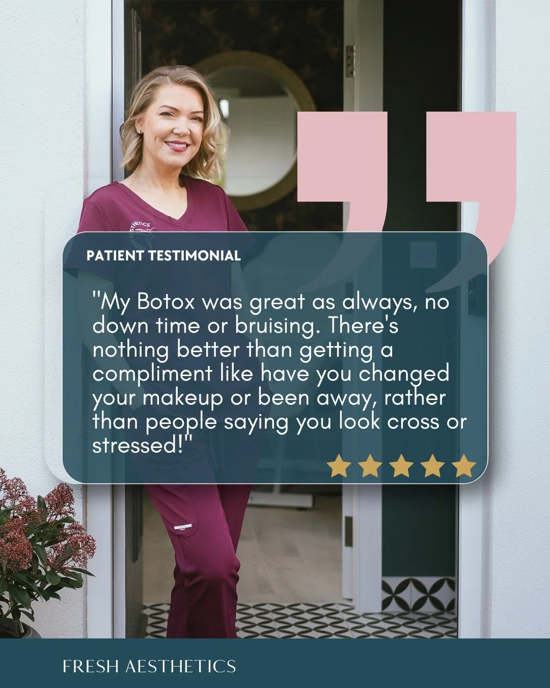 Natural results are our speciality, and we love receiving feedback like this from our patients!

Our goal with wrinkle-relaxing treatments is always subtle rejuvenation, helping you look well rested and refreshed without changing your natural express
