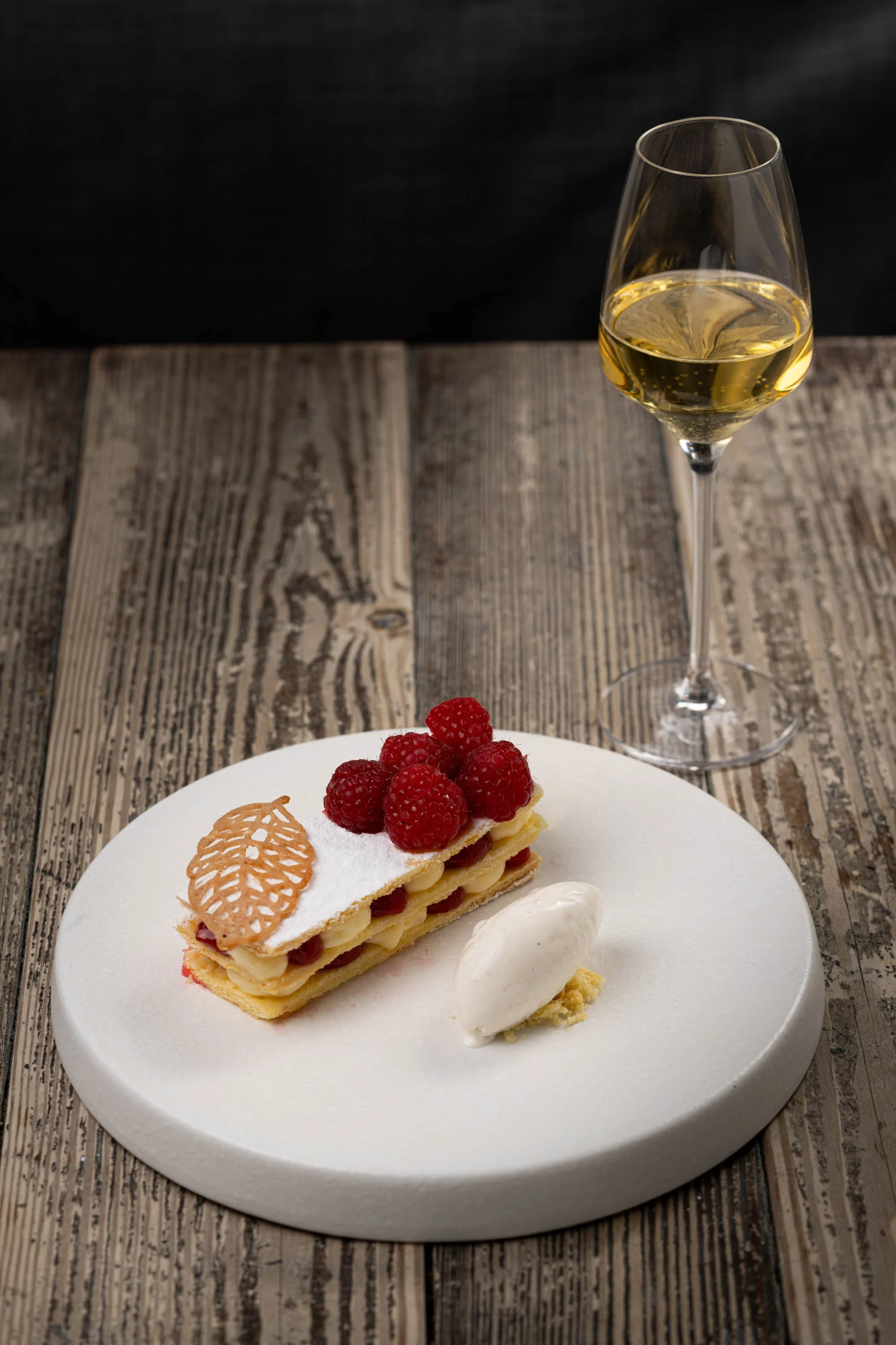 Mille-feuille dessert at Oui Madame, an evenings-only modern European restaurant in Highbury & Islington.