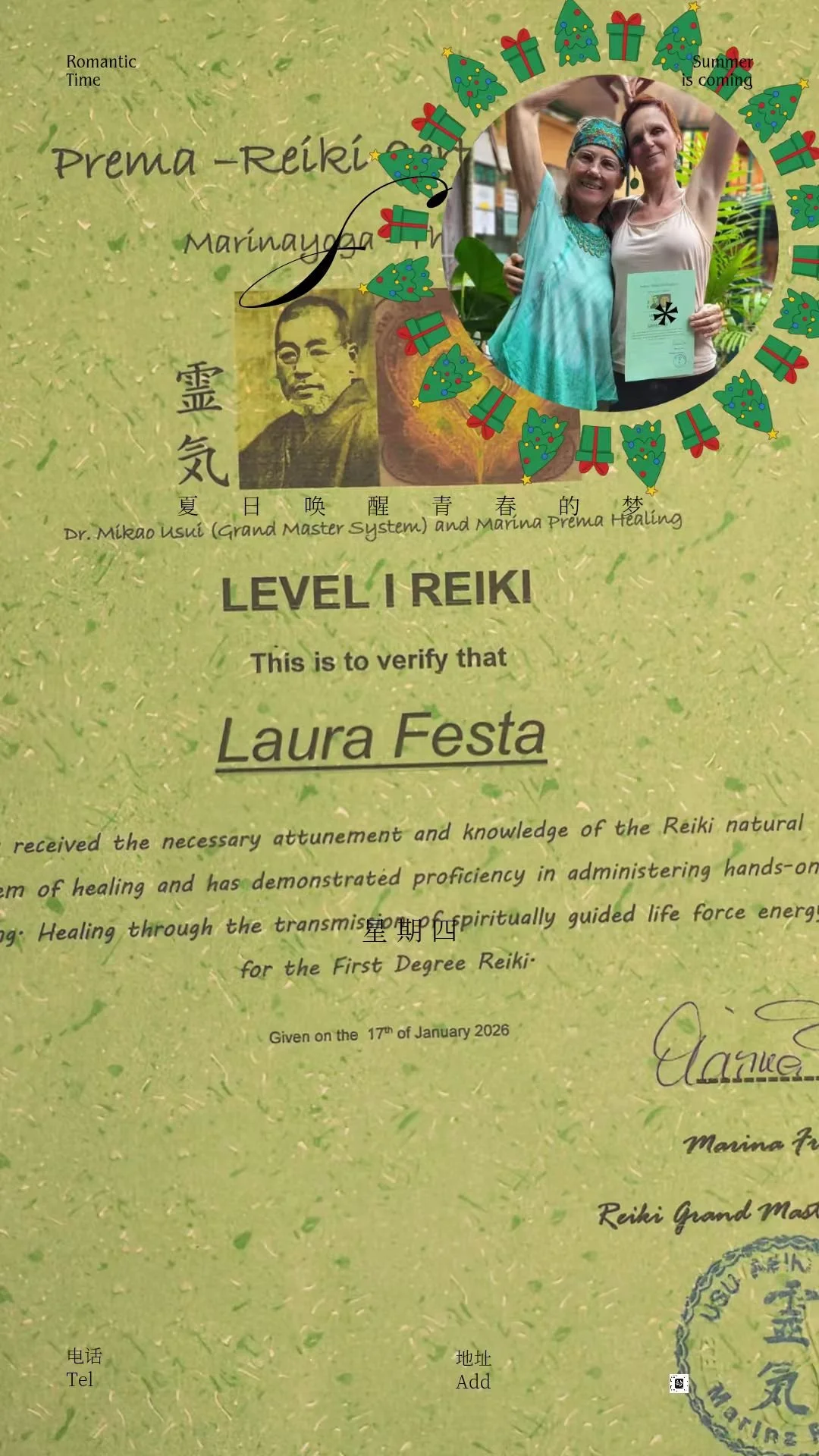 I am Certifed in“Prema reiki “level 1