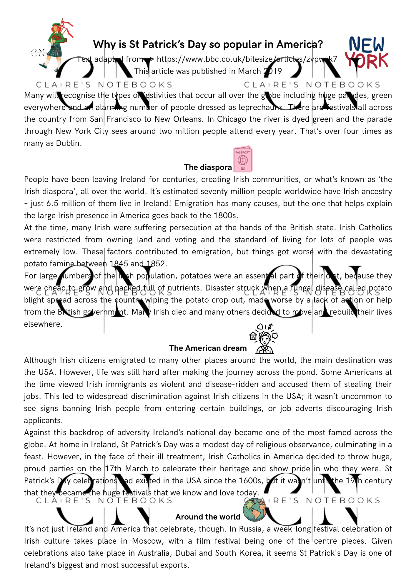 Compréhension écrite St Patrick