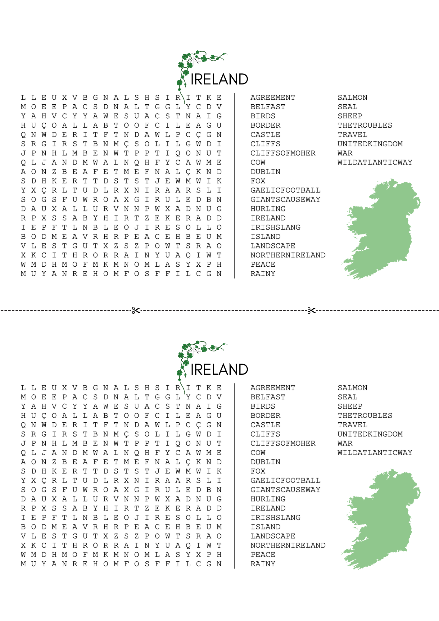 Word Search : Ireland