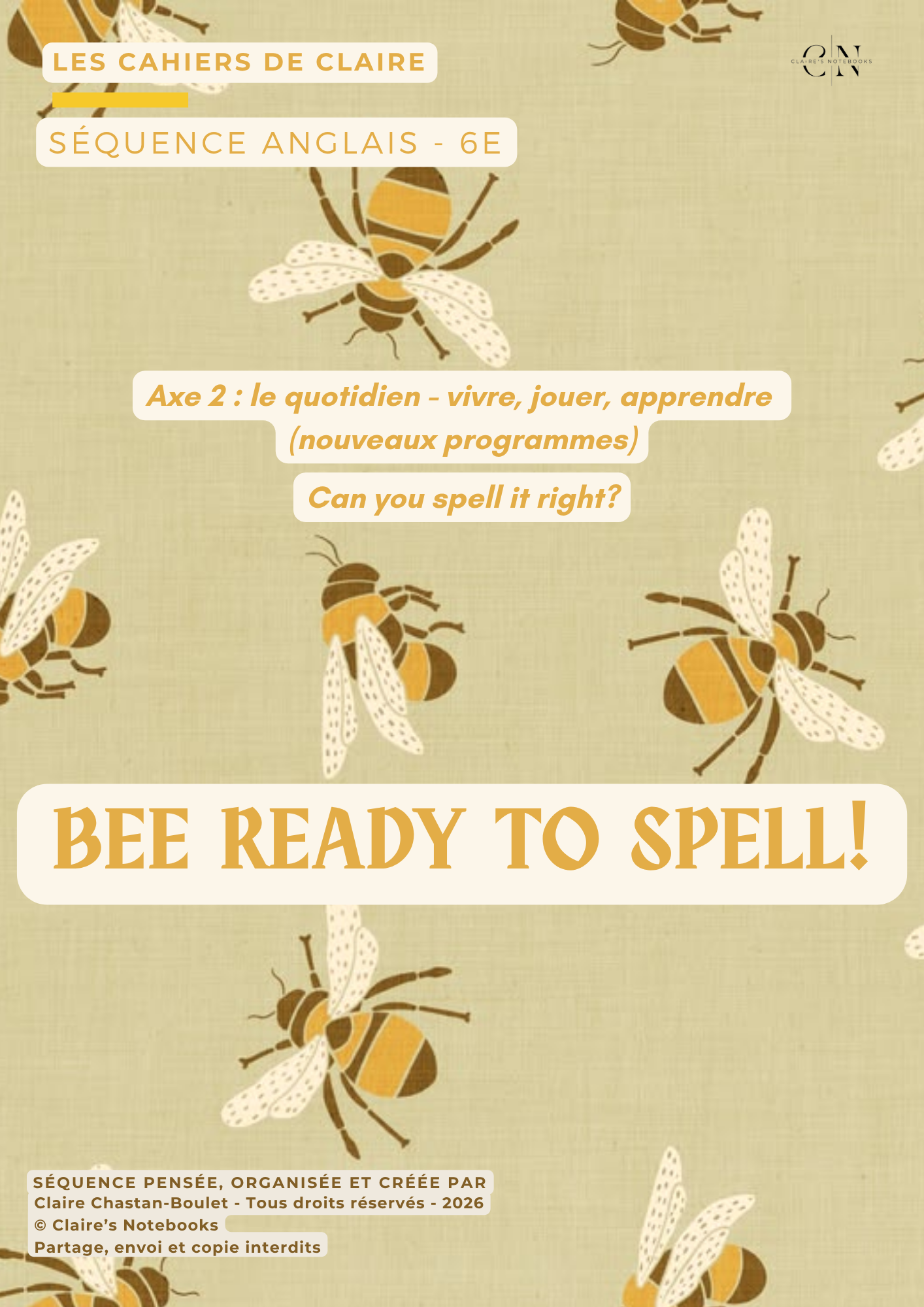 Séquence flash anglais 6e - Bee ready to spell