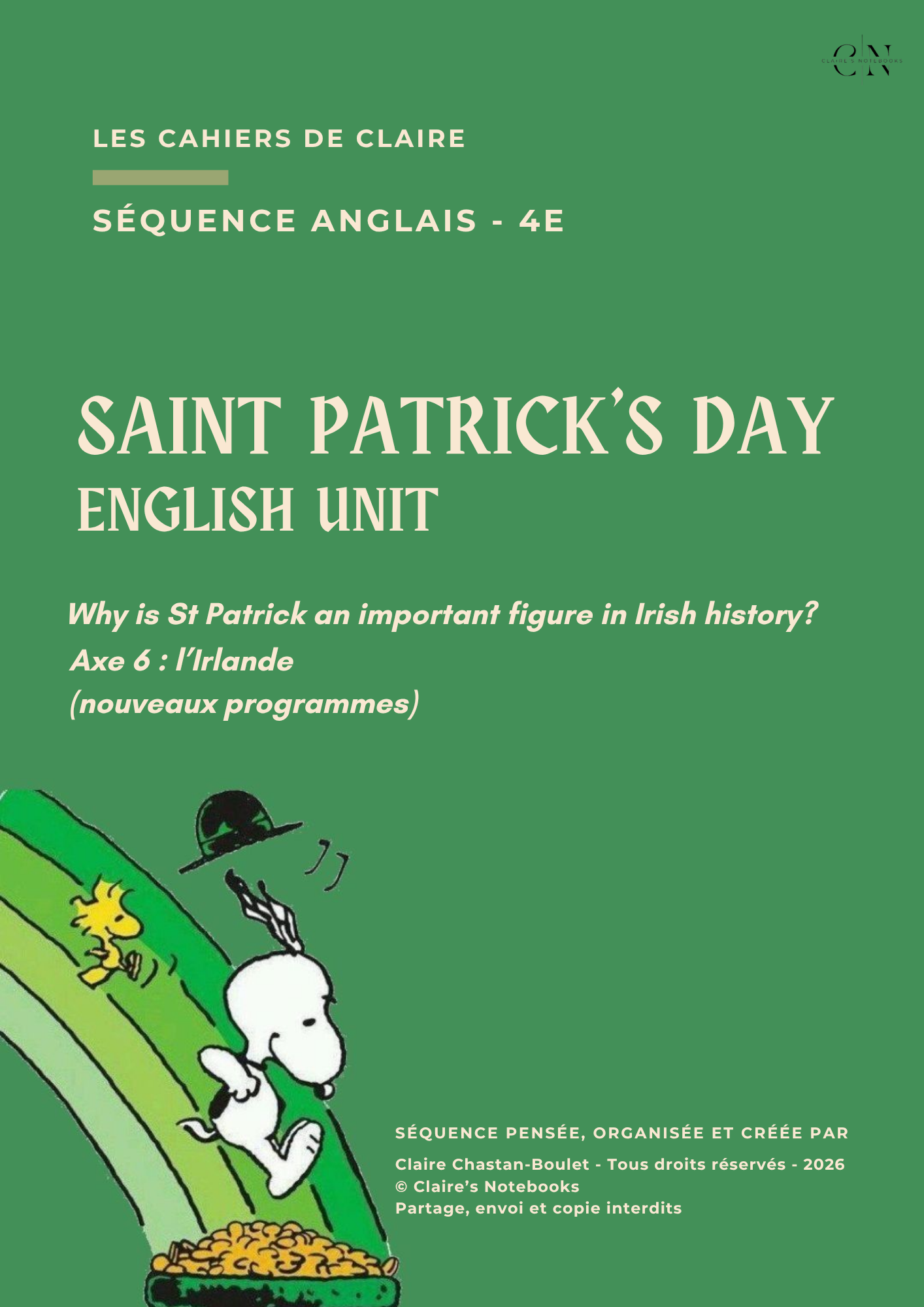 Séquence anglais 4e - Saint Patrick's Day (72 pages)
