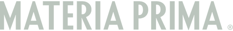 Text reading 'MATERIA PRIMA' in large, gray letters on a white background.