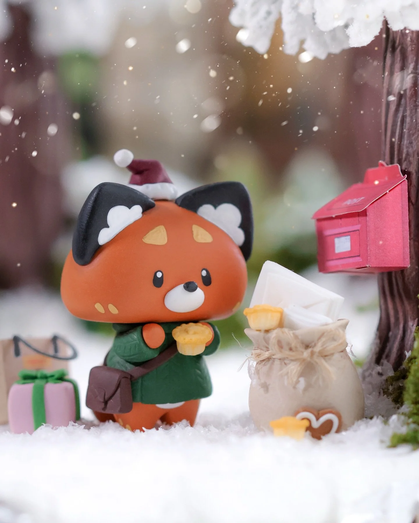 be kind to your postie this christmas !! 📮⊹ ࣪ ˖🎄

winter snow has settled upon frenforest 🌨️❄️~ but our little mailman has a warm heart despite the chilly weather. A kind soul left some extra mince pies for him amongst today&rsquo;s deliveries 🤤✧