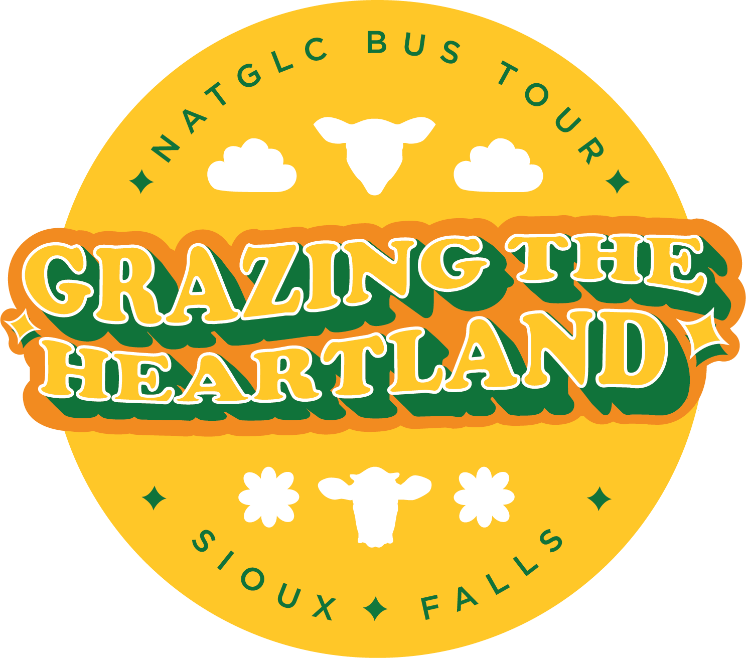 The logo promoting the NatGLC Bus Tour "Grazing the Heartland" in Sioux Falls, SD.