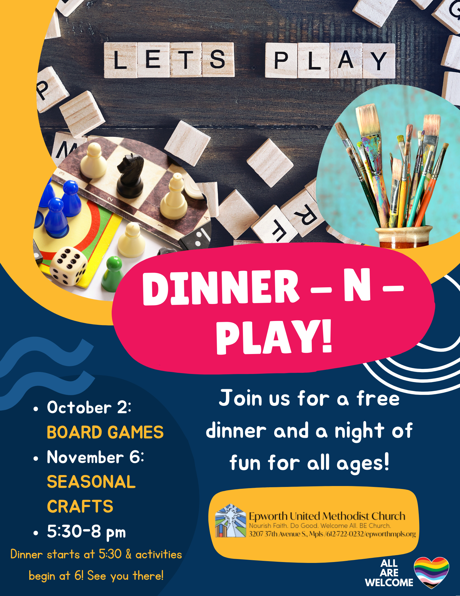 Dinner-N-Play: BOARD GAMES for all ages!