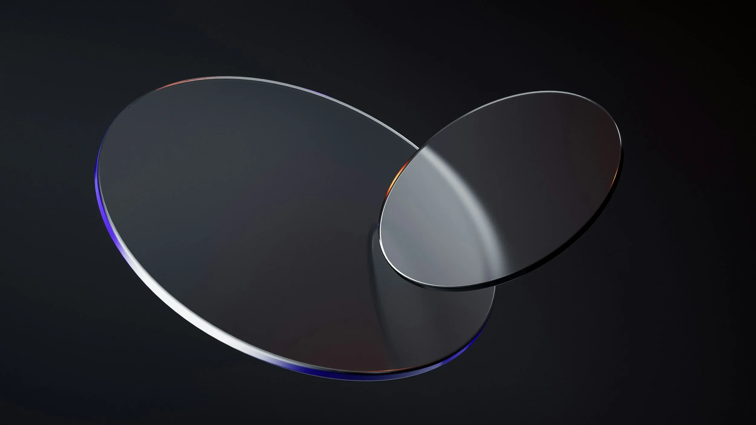 One large and one small lense meeting in an angle