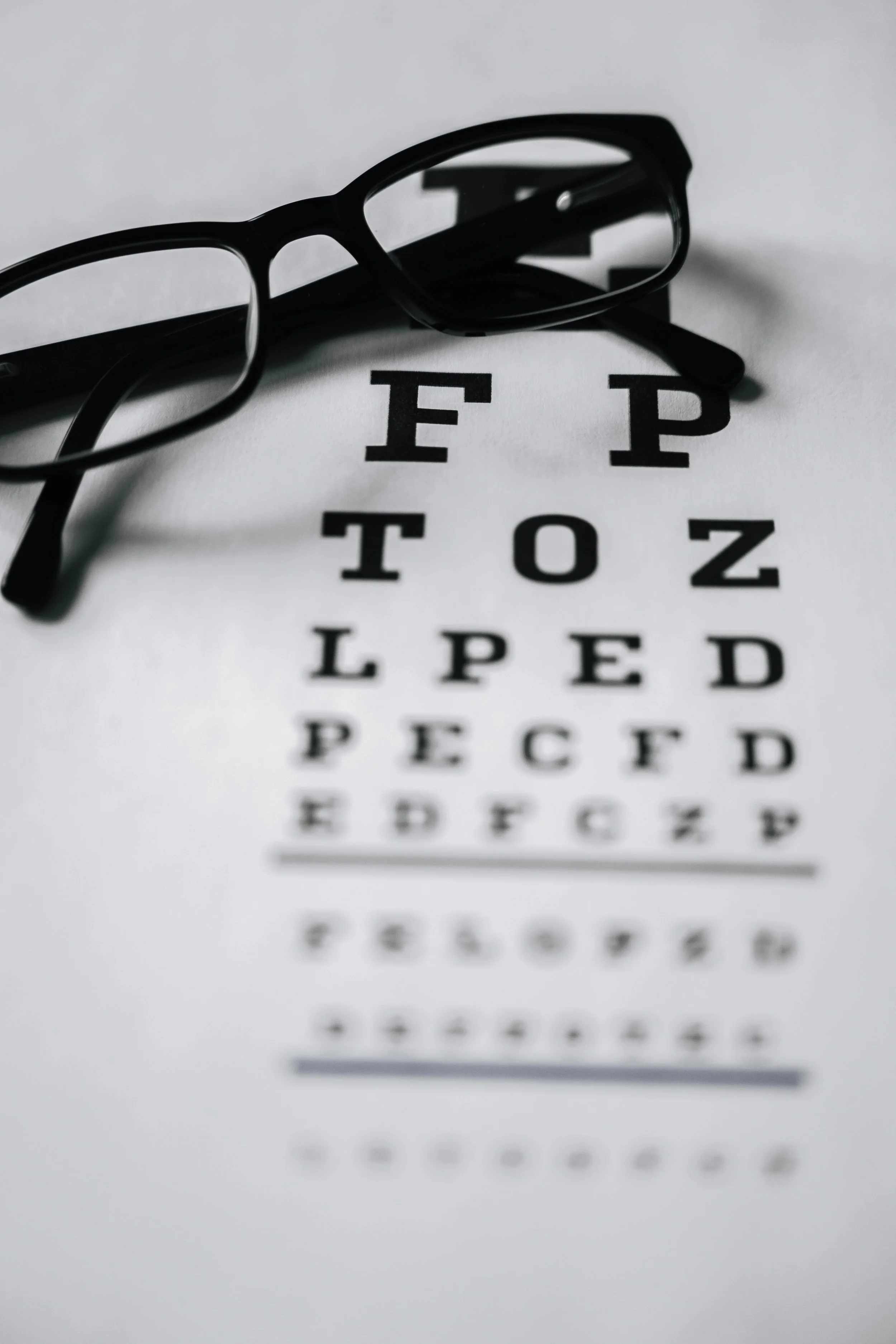 Glasses with eye test script