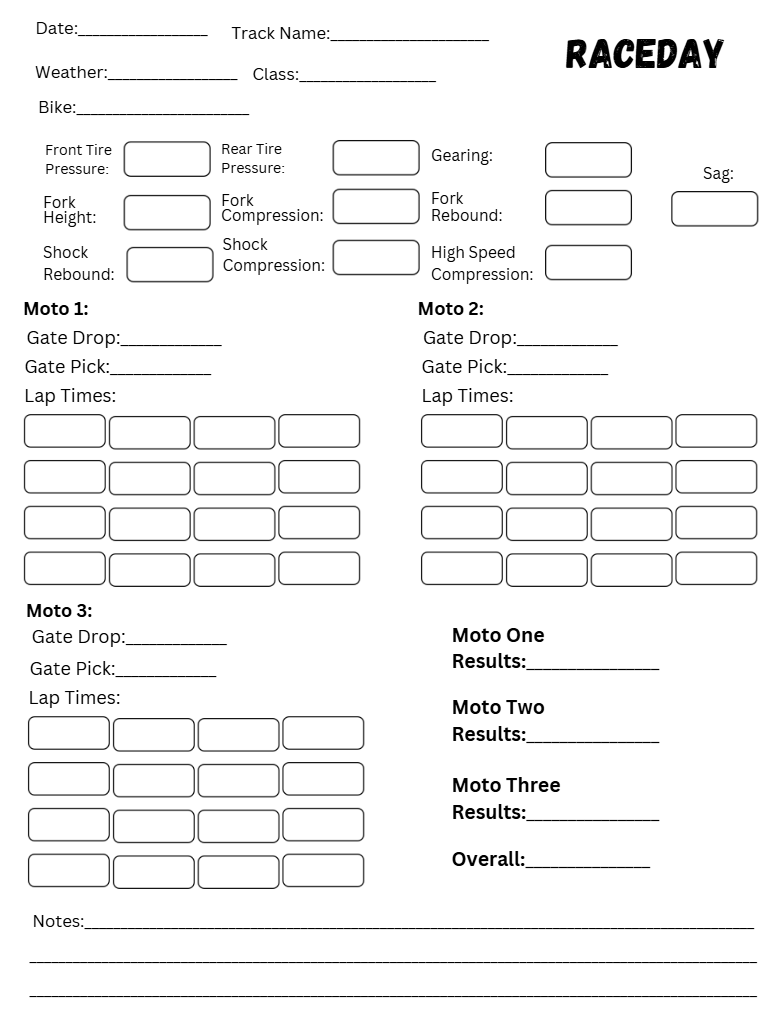 Race Day Journal Moto Edition