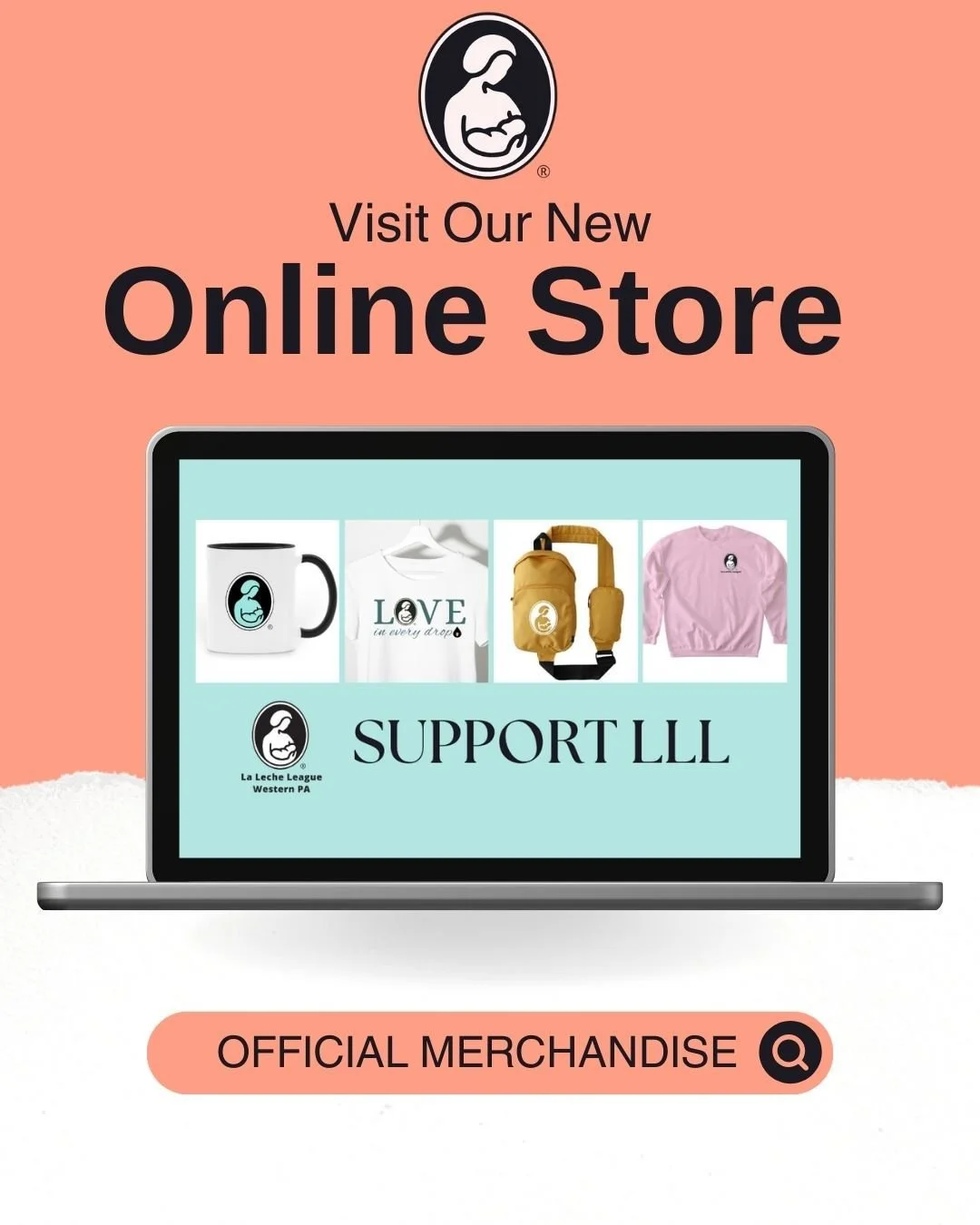 ✨ Our New LLL of WPA Online Store is Here! ✨

Now you can show your La Leche League pride while supporting the work we do. Our new store has t-shirts, hoodies, mugs, and sling bags&mdash;something for every parent or supporter.

LLL meetings and supp