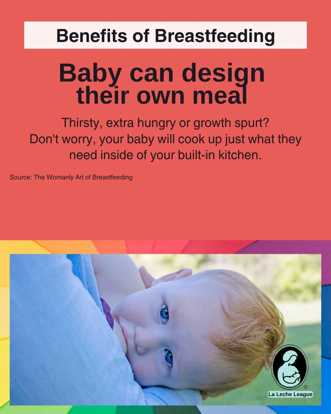 Benefits of breastfeeding &ndash; Baby can design their own meal

Thirsty, extra hungry or growth spurt?
Don&rsquo;t worry, you baby will cook up just what they need inside of your built-in kitchen.

#lllofwpa #parenting #parentingtips #attachmentpar