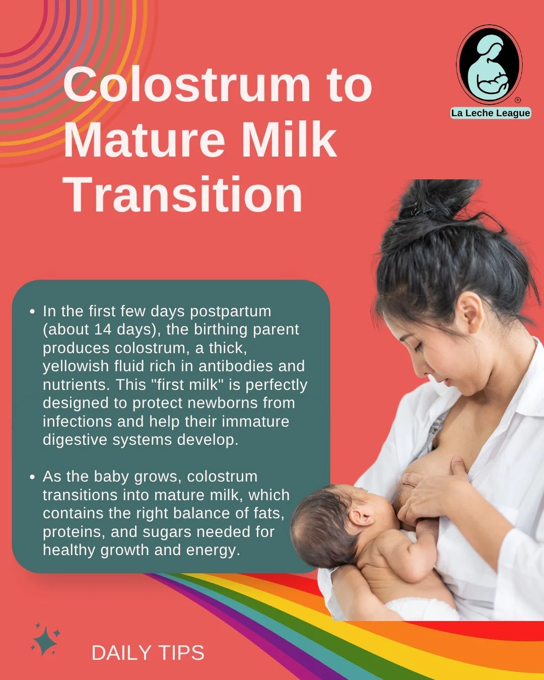 Colostrum to Mature Milk Transition.

In the first days after birth, your body produces colostrum &mdash; a thick, golden milk packed with antibodies and nutrients. Often called &ldquo;liquid gold,&rdquo; it gives your baby the perfect first protecti