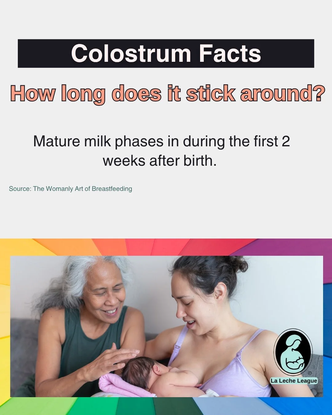 Colostrum facts:

How long does it stick around?
Mature milk phases in during the first 2 weeks after birth. 

Your body begins producing colostrum between 12 and 18 weeks in pregnancy. Colostrum is present until about two weeks postpartum.

Source: 