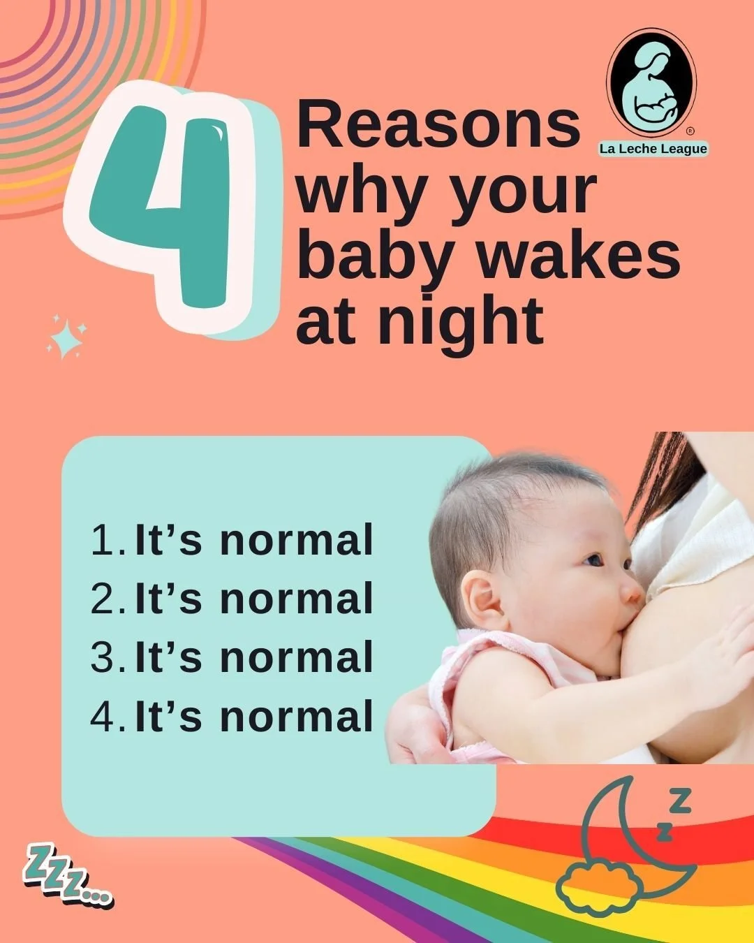 4 reasons why your baby wakes at night:

It&rsquo;s normal
It&rsquo;s normal
It&rsquo;s normal
It&rsquo;s normal

#babysleep
