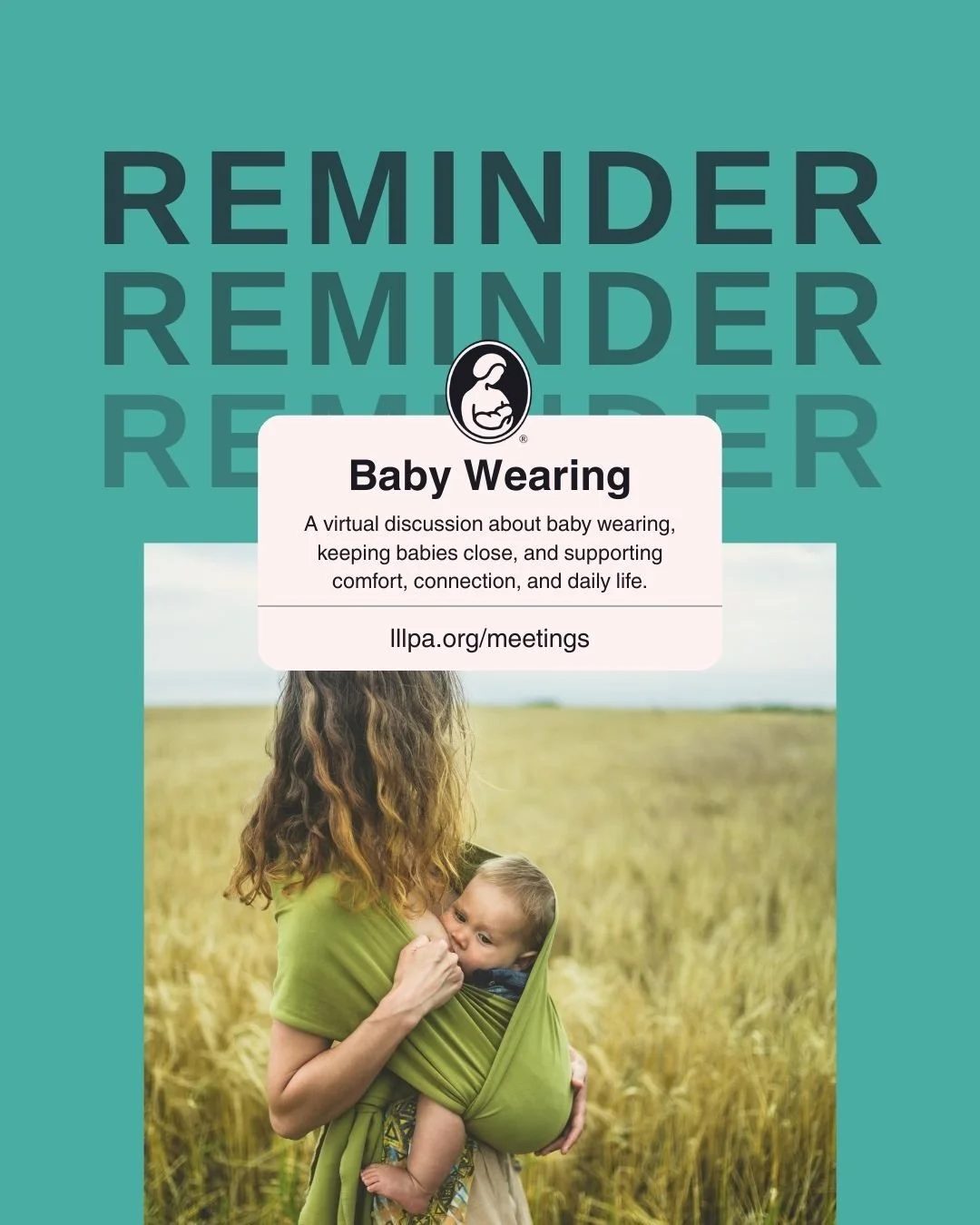 Baby Wearing

Monday, February 16, 2026 7:00 PM - 8:00 PM EST

A virtual discussion about baby wearing, keeping babies close, and supporting comfort, connection, and daily life.

lllpa.org/meetings