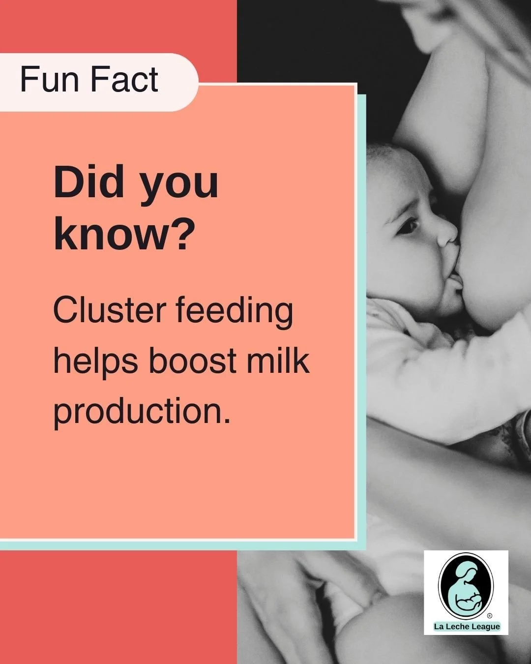 Cluster feeding helps boost milk production.

LLL Leaders can help you understand your baby&rsquo;s cues and feeding rhythms. 💕

Learn more at your local LLL meeting or at lllpa.org/meetings