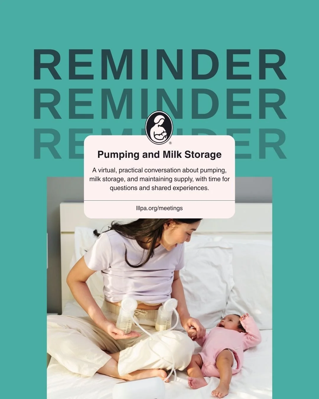 Pumping and Milk Storage

A virtual, practical conversation about pumping, milk storage, and maintaining supply, with time for questions and shared experiences.

Monday, March 16, 2026
7:00 PM ET - 8:00 PM ET

lllpa.org/meetings