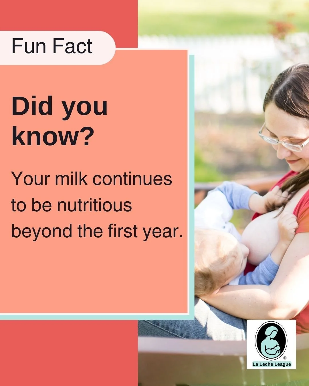 Your milk continues to be nutritious beyond the first year.

LLL Leaders can help you understand your baby&rsquo;s cues and feeding rhythms. 💕

Learn more at your local LLL meeting or at lllpa.org/meetings