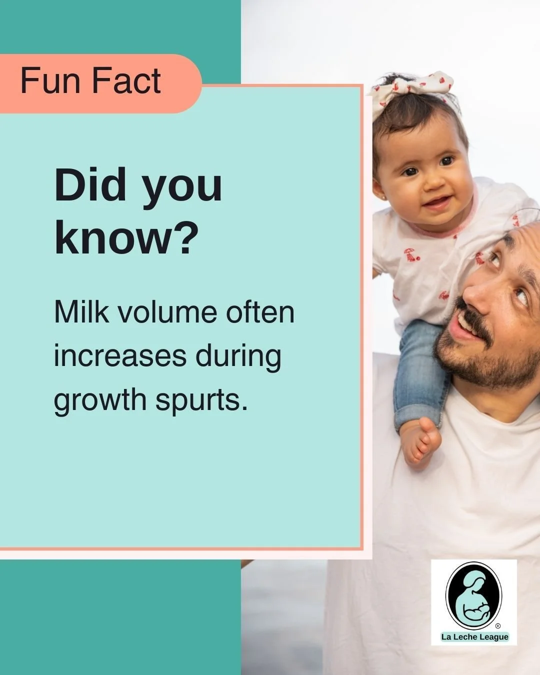 Milk volume often increases during growth spurts.

LLL Leaders can help you understand your baby&rsquo;s cues and feeding rhythms. 💕

Learn more at your local LLL meeting or at lllpa.org/meetings