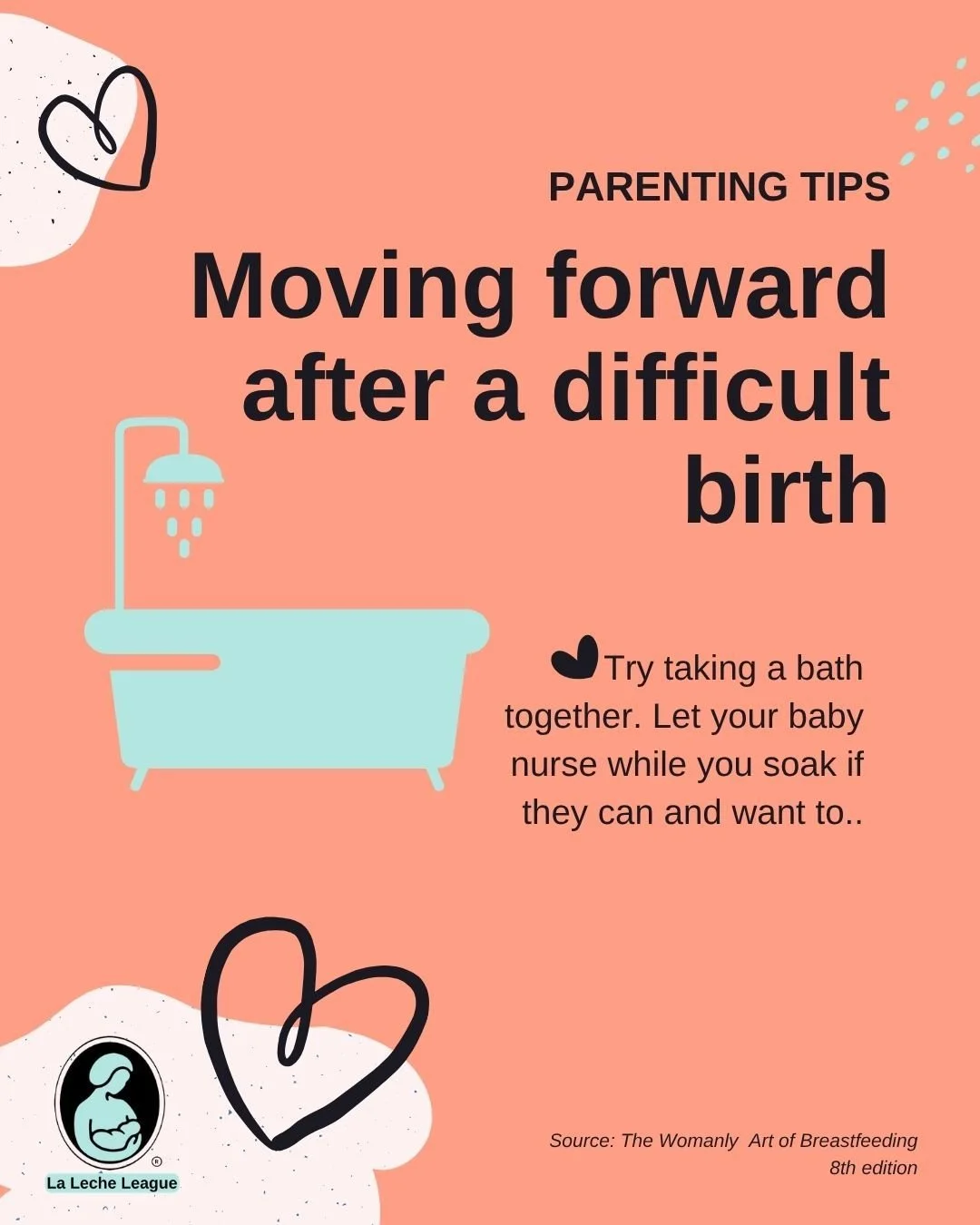 When moving forward after a difficult birth some people have found it helpful to take a bath with their baby. If baby is able they let their baby nurse while they soak in the tub. The skin to skin is just as beneficial so do not worry if you are unab