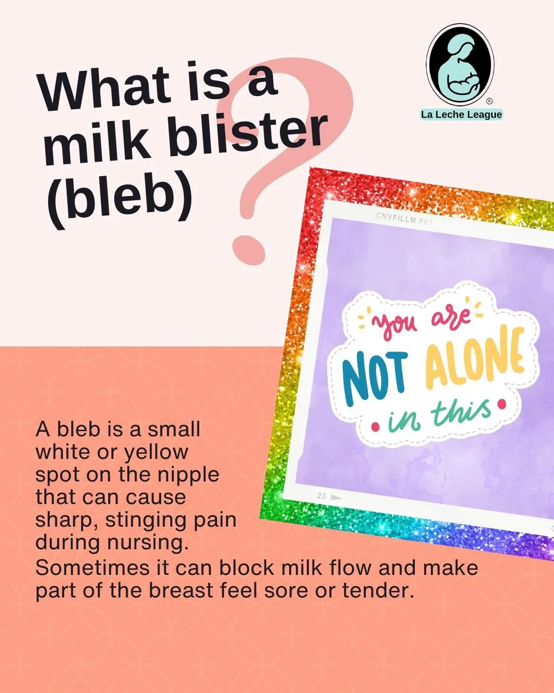 A milk blister, also called a bleb, is a small white or yellow spot on the nipple that can be surprisingly painful during breastfeeding. Some parents describe the pain as sharp or stinging during nursing.

Sometimes a bleb can block milk from flowing