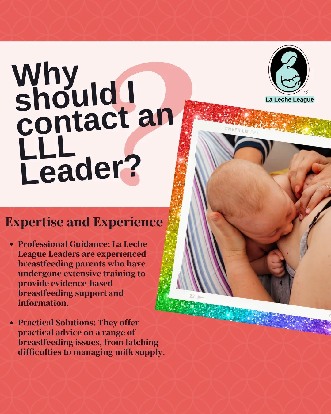 Why should I contact an LLL Leader?

Expertise and Experience

Professional Guidance: La Leche League Leaders are experienced breastfeeding mothers who have undergone extensive training to provide evidence-based breastfeeding support and information.