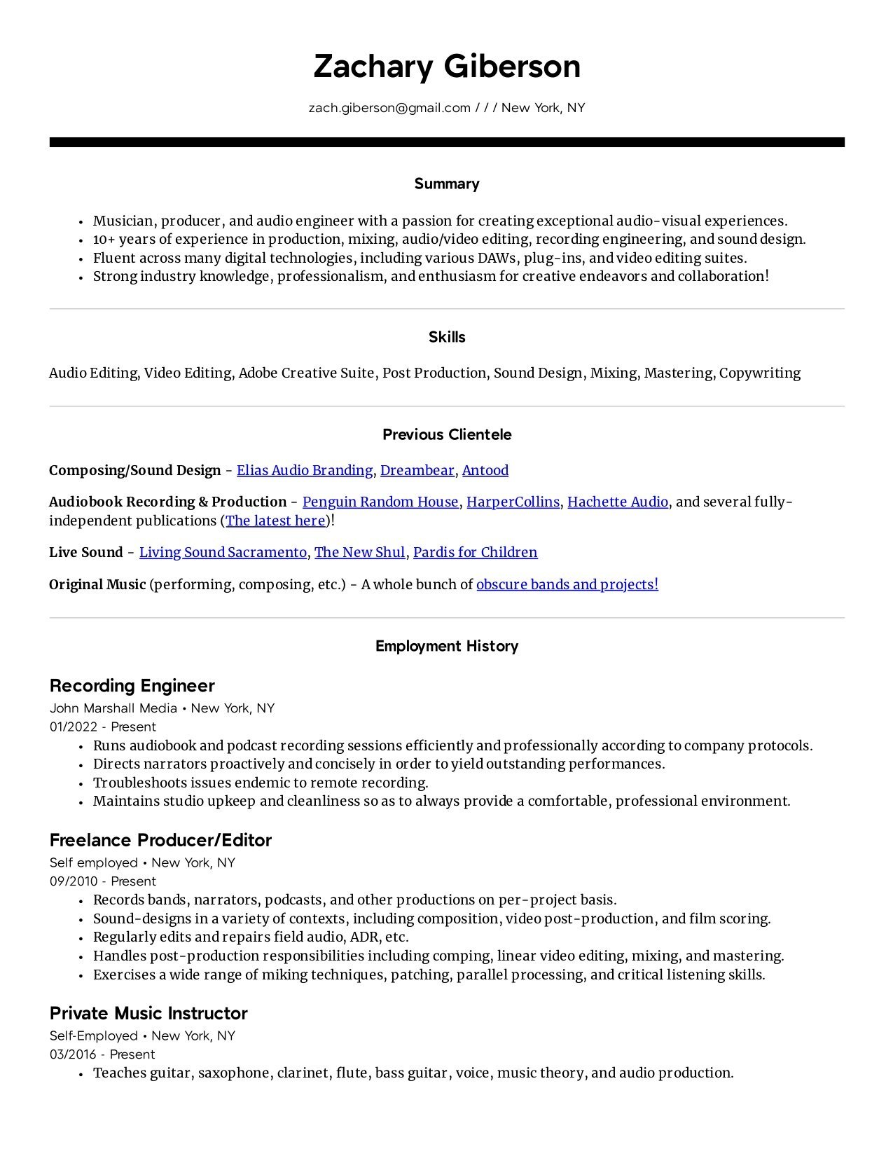 Resume (pg 1)