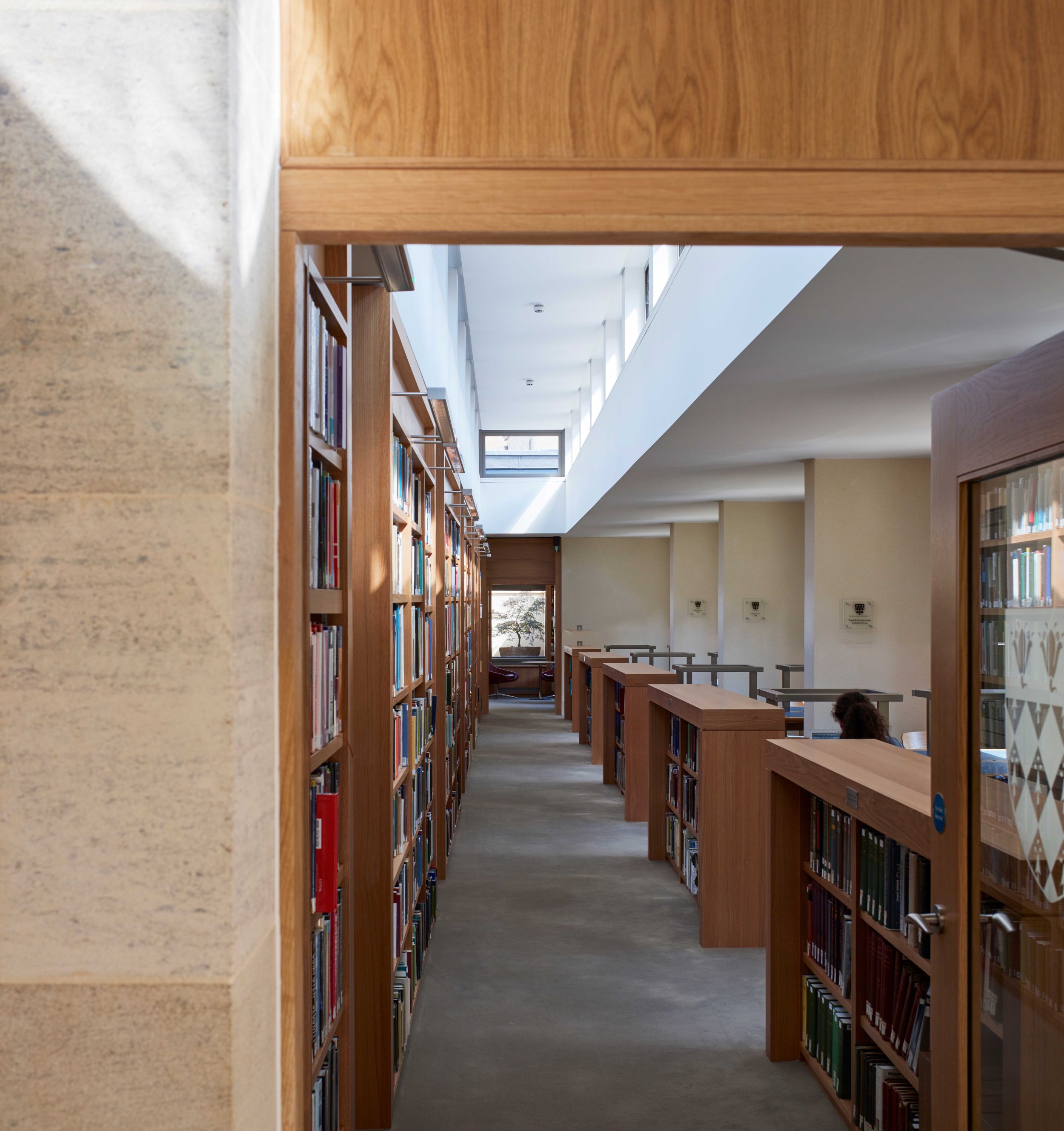 Interior view of Magdalen College, Oxford library featuring bespoke joinery and bookshelves by NBJ