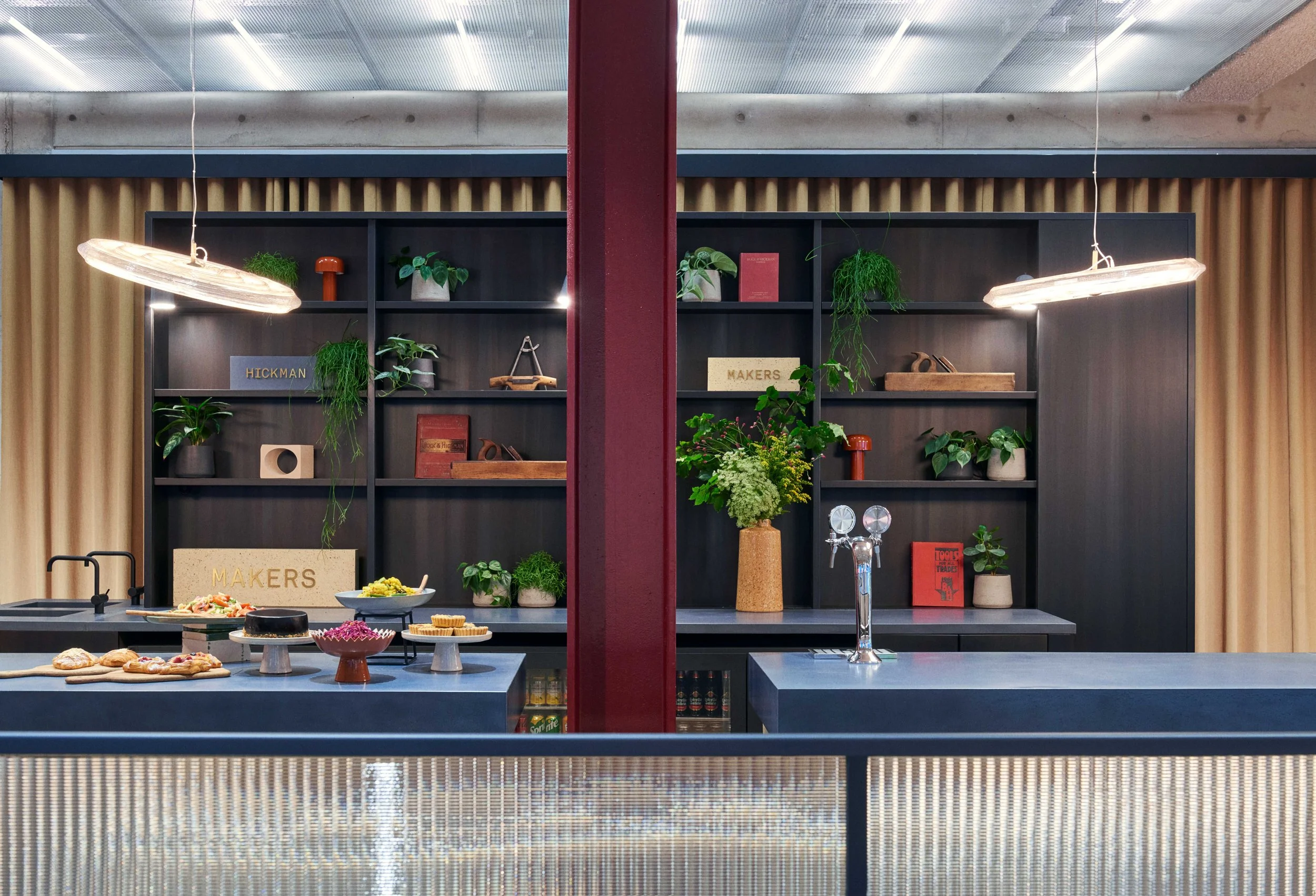 The Hickman cafe counter with a custom NBJ shelving unit