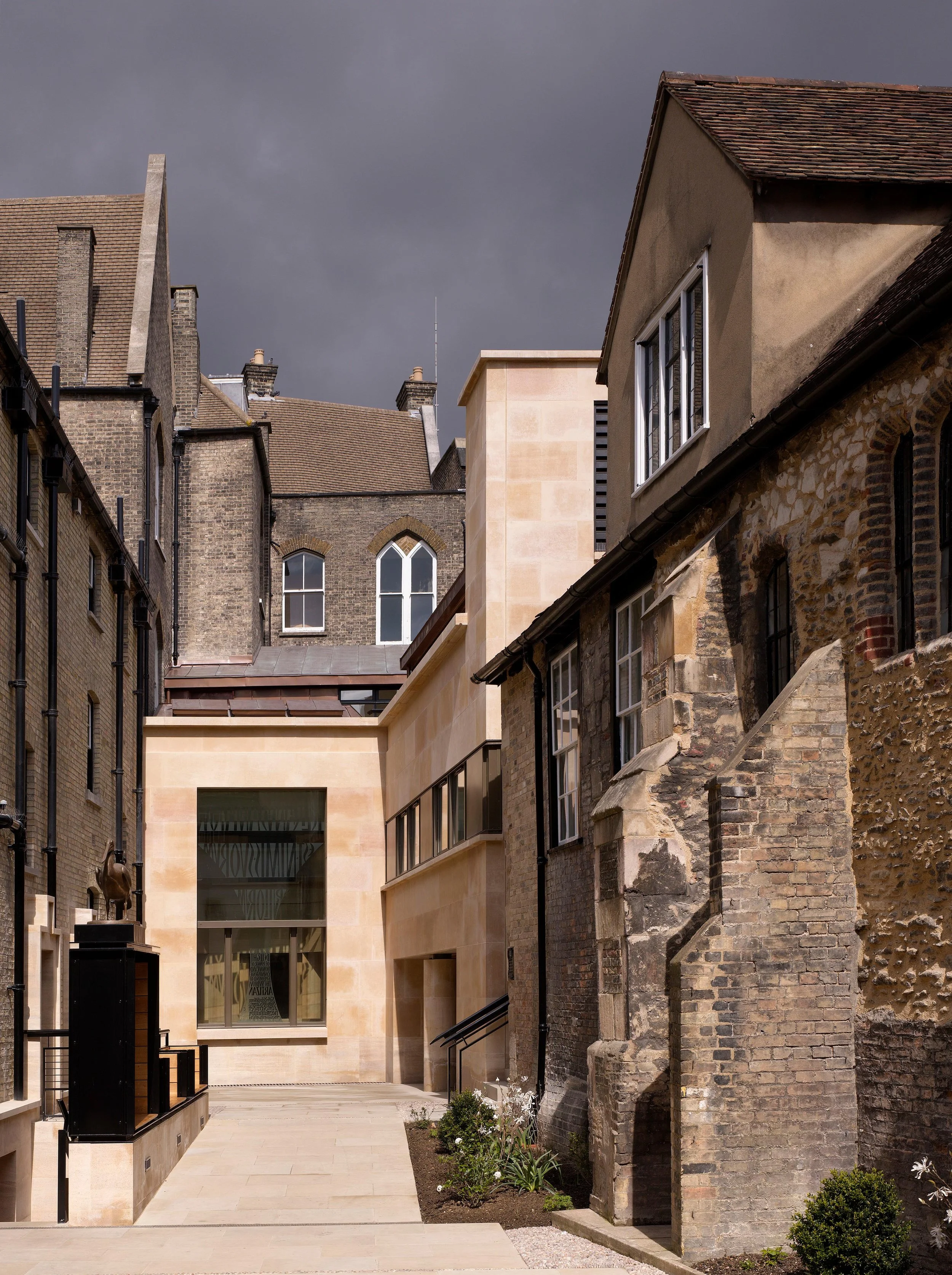 Exterior view of the contemporary addition at Corpus Christi, Cambridge