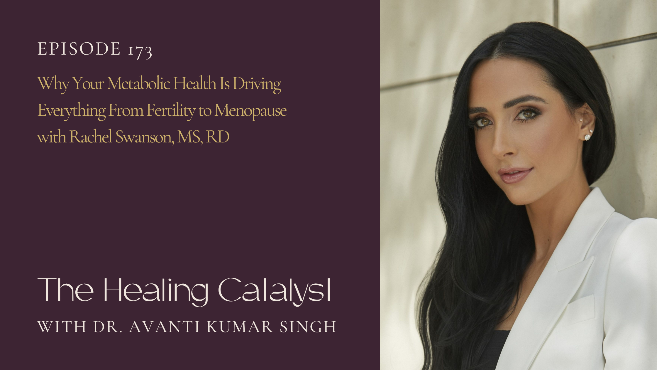 Image right side: Rachel is leaning on a white tiled wall wearing a white blazer and black top underneath. She has long black hard split in the middle and has it swept over her shoulder. She is wearing big diamond earrings with her makeup